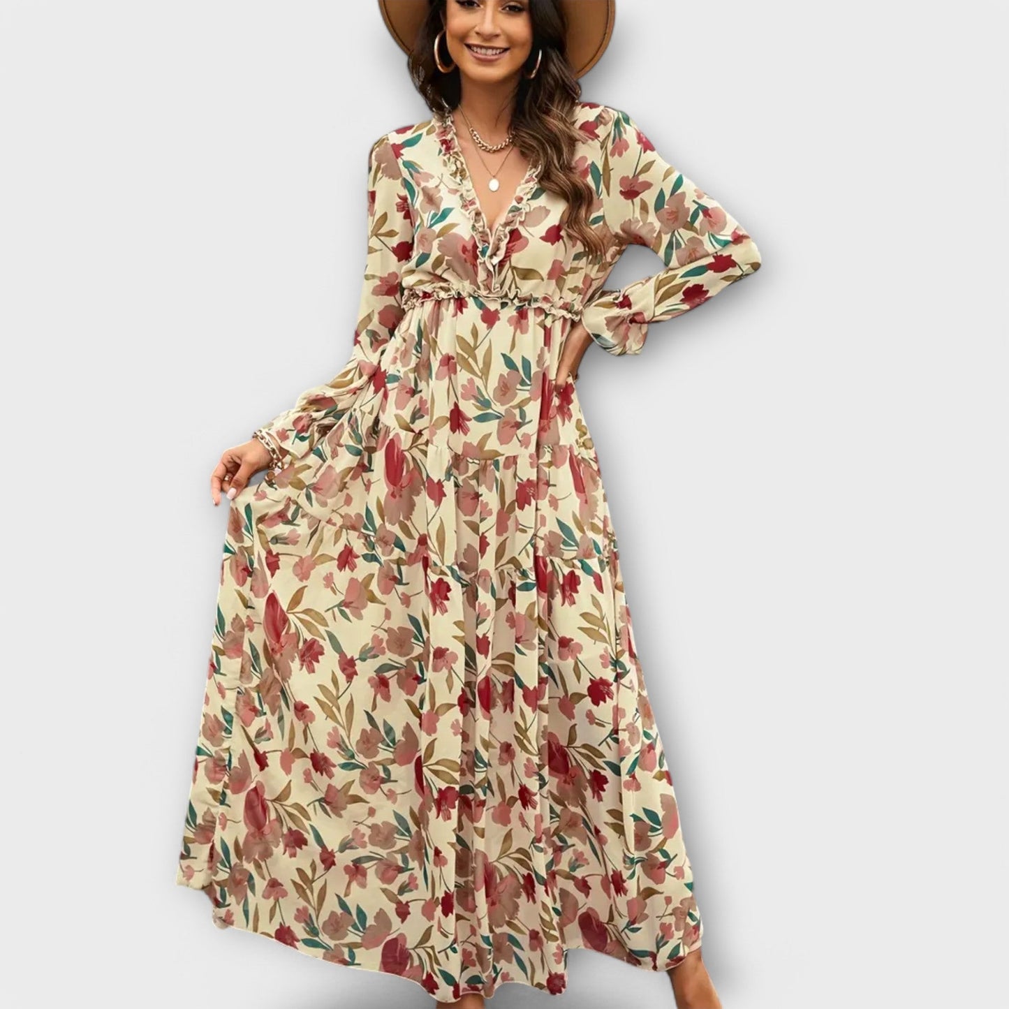 LB | Elegancka sukienka maxi w kwiaty