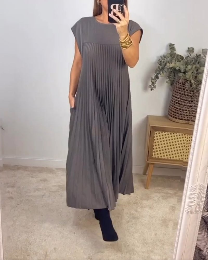 LB | Elegancka plisowana sukienka maxi