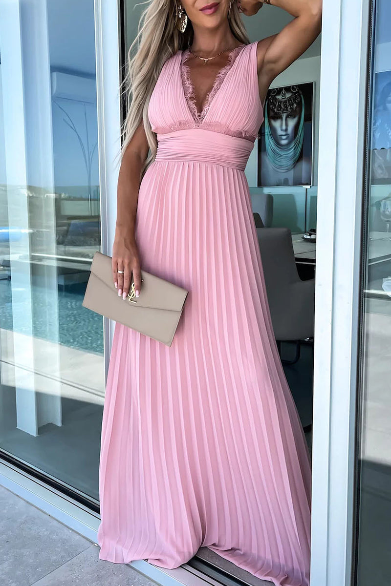 AS | Celebrity Elegantní pevné krajkové šaty s výstřihem do V a sukní v pase