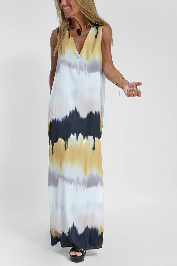 LB | Make Them Proud Satin Tie-dye Print Relaxed Maxi Dress