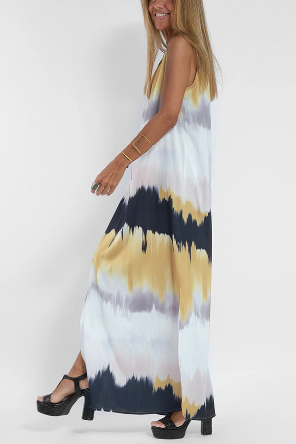 LB | Make Them Proud Satin Tie-dye Print Relaxed Maxi Dress