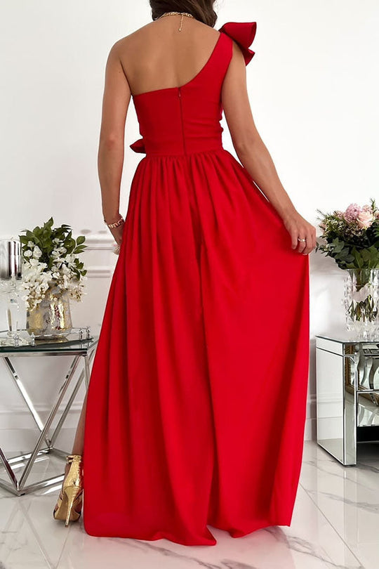 LB | Darling Muse Ruffle One Shoulder Party Maxi Dress