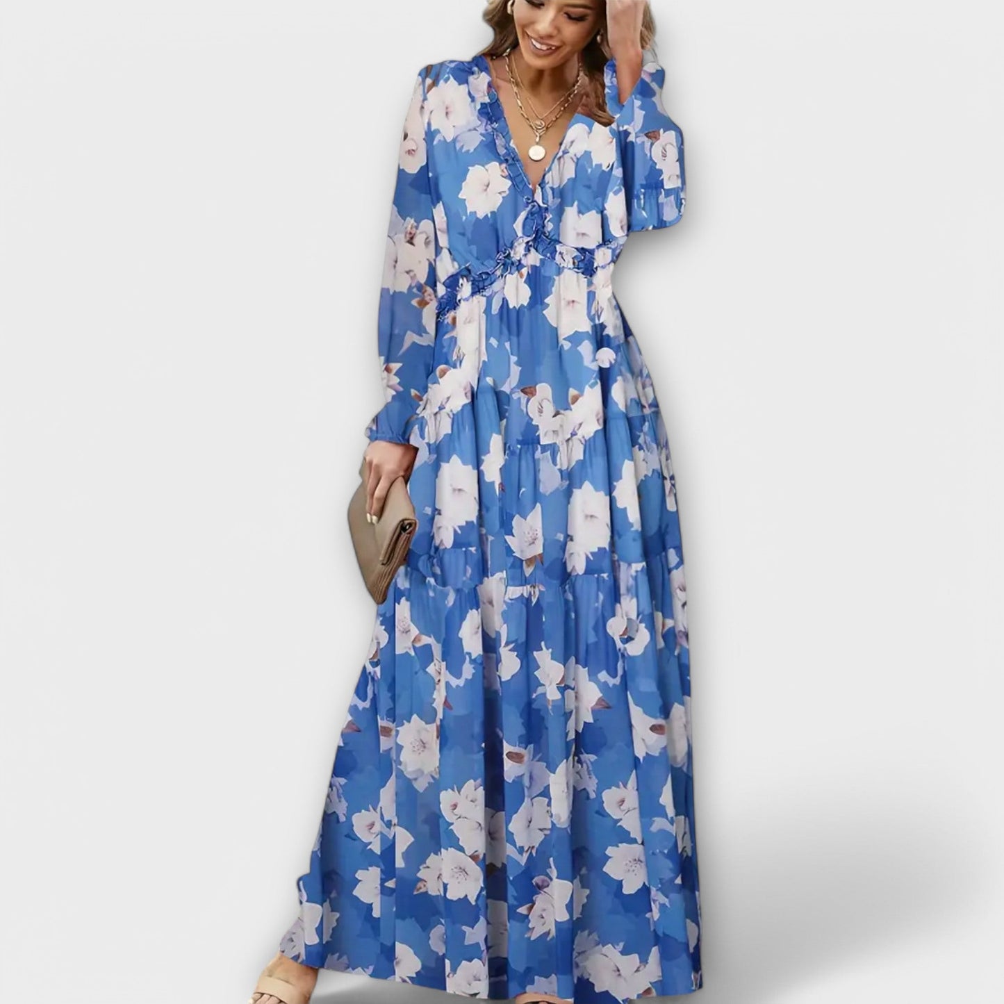 LB | Elegancka sukienka maxi w kwiaty
