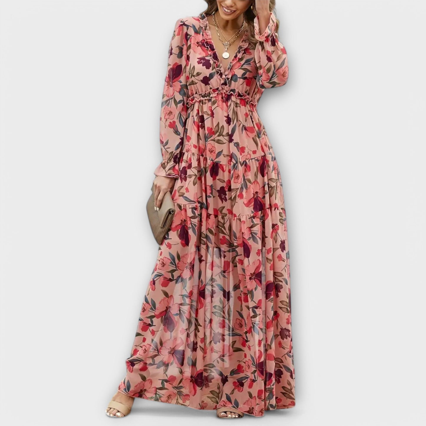 LB | Elegancka sukienka maxi w kwiaty