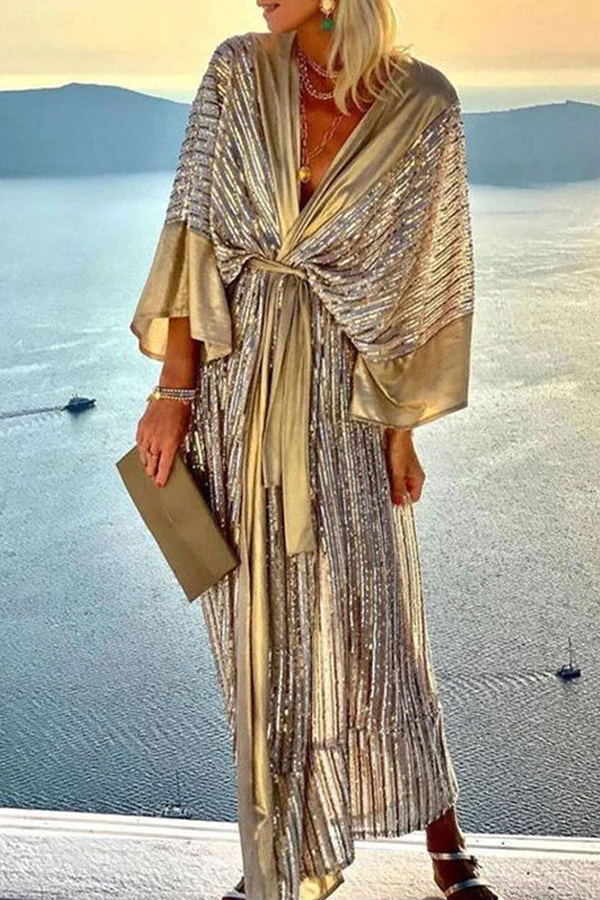 LB | Dreamy Evenings Retro Court Style Kimono Party Maxi Dress