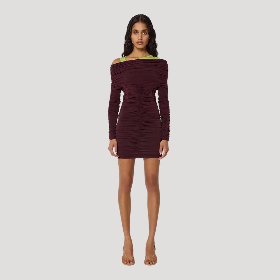 LB | Damska mini sukienka bodycon z falbankami na ramiączkach