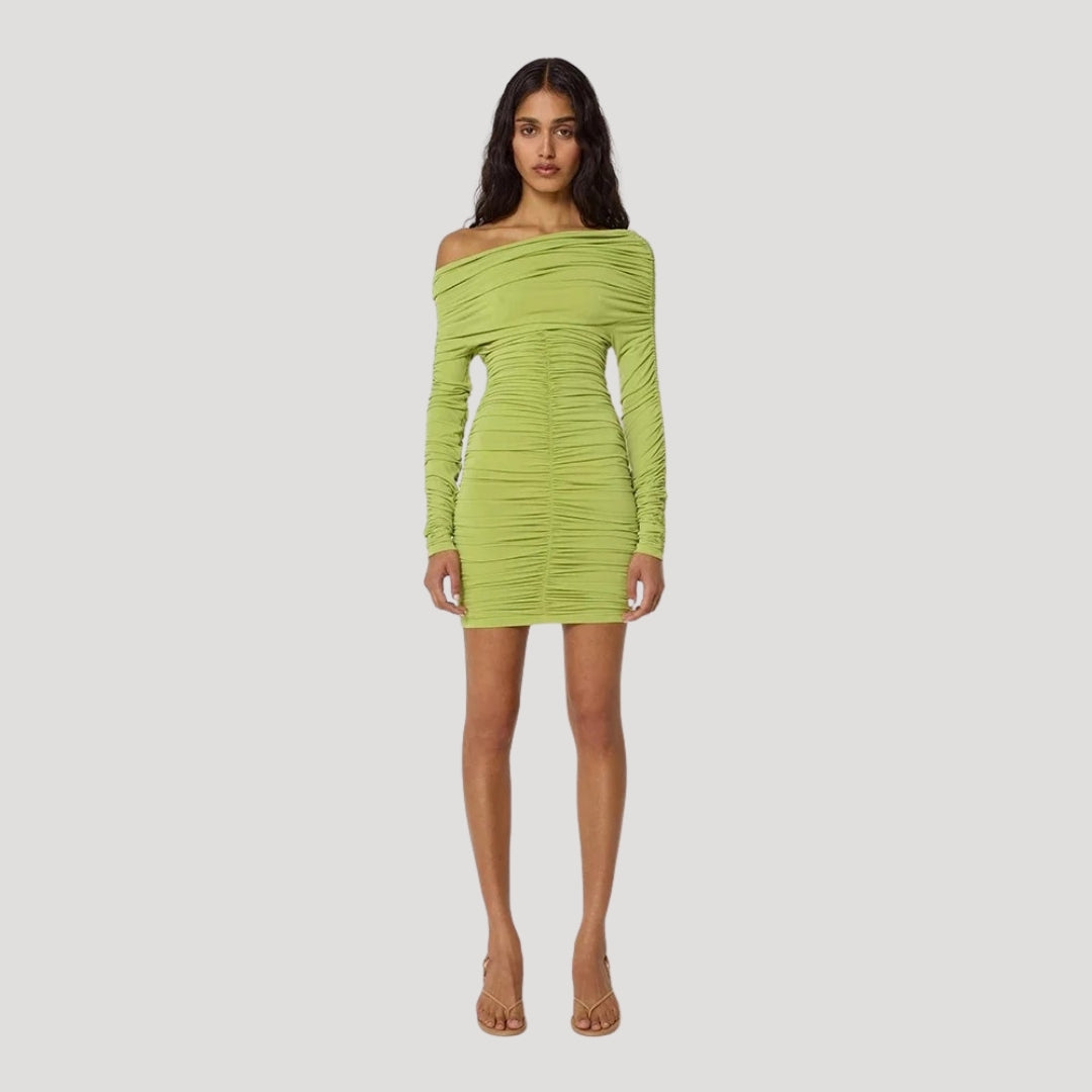 LB | Damska mini sukienka bodycon z falbankami na ramiączkach