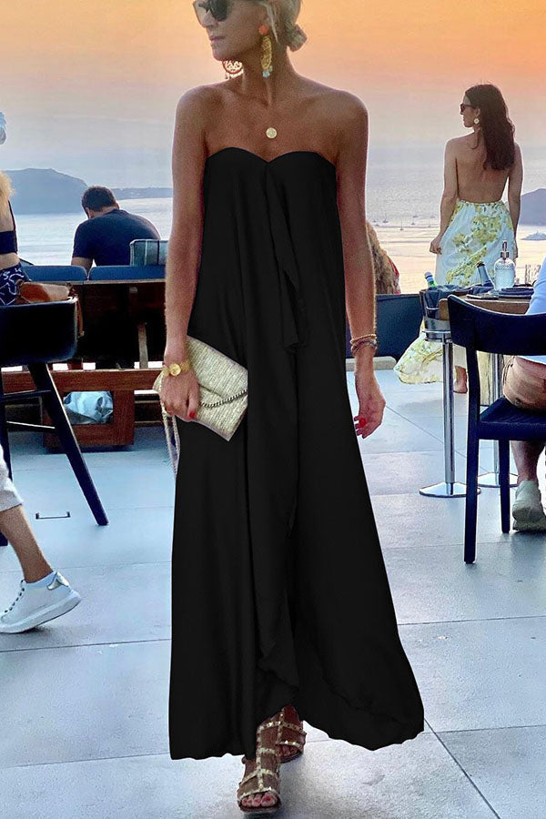 LB | Morning Grace Off Shoulder Satin Bouquet Party Maxi Dress