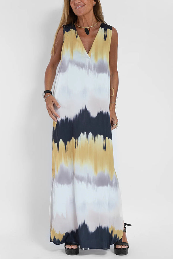 LB | Make Them Proud Satin Tie-dye Print Relaxed Maxi Dress