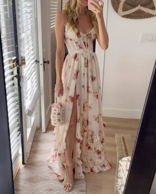 LB | Elegancka sukienka maxi w kwiaty