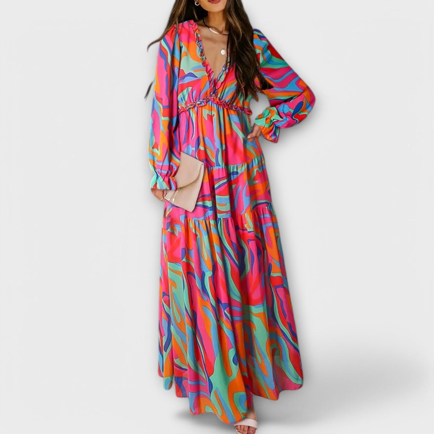 LB | Elegancka sukienka maxi w kwiaty