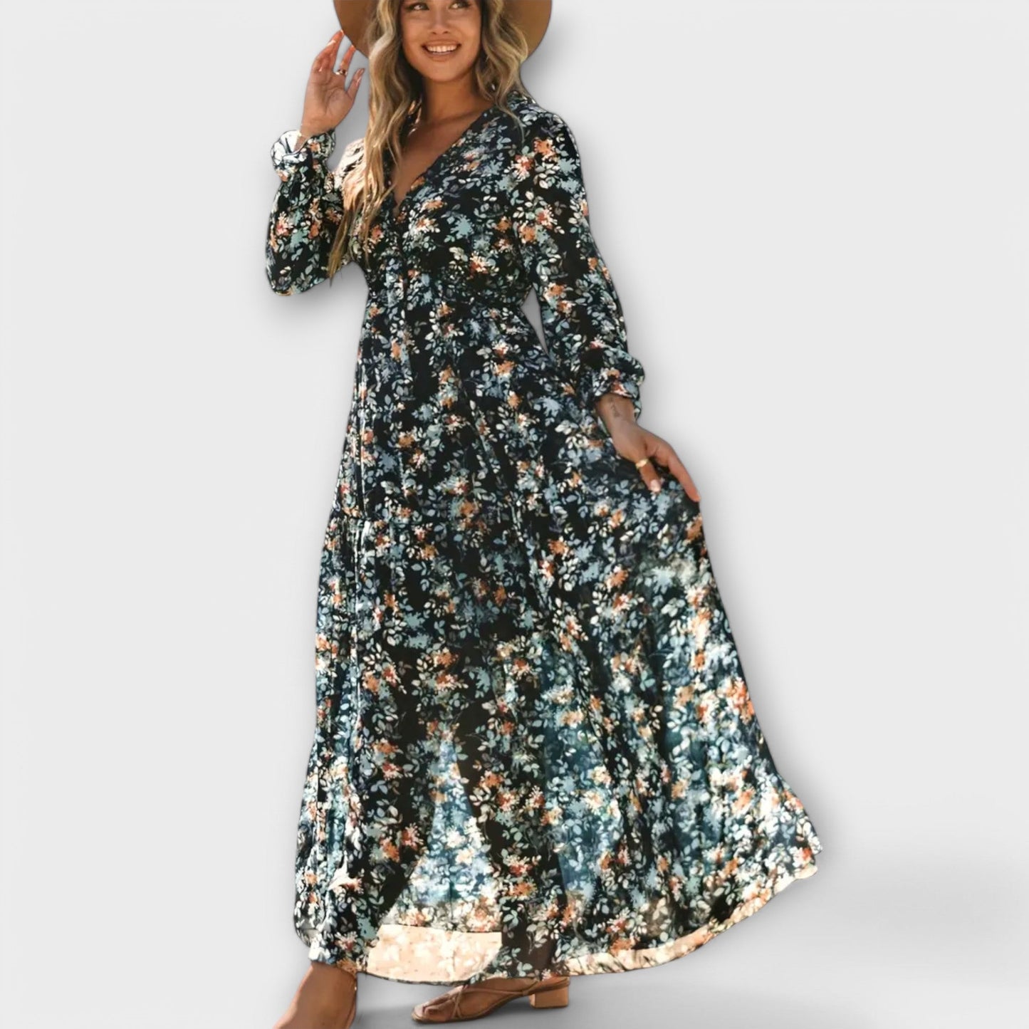 LB | Elegancka sukienka maxi w kwiaty