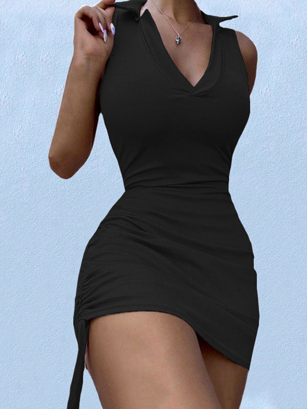 LB | Polo V-neck bodycon mini sukienka