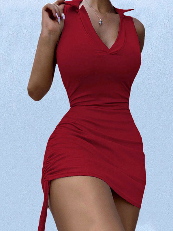 LB | Polo V-neck bodycon mini sukienka