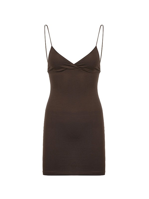 LB | Brązowa halka mini sukienka Vintage