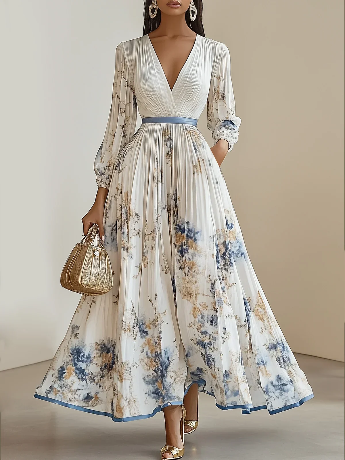 LB | Plisowana sukienka maxi