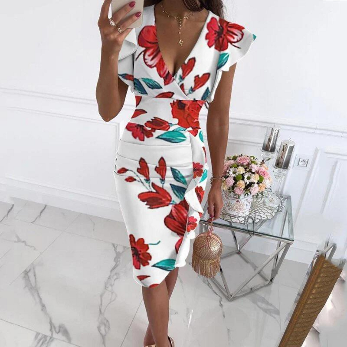 LB | Letnia elegancka sukienka midi