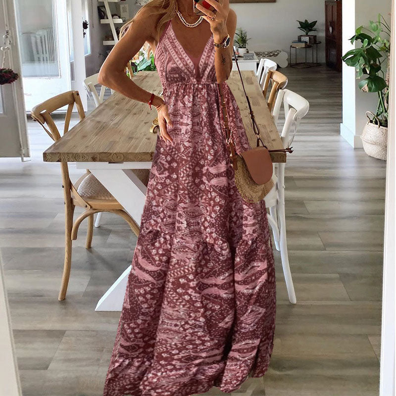 LB | Boho spaghetti strap V-neck maxi dress