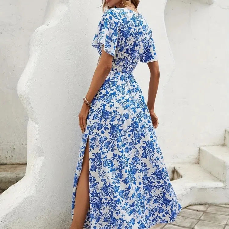 LB | Damska mini sukienka Boho Print Letnia elegancka sukienka bez rękawów