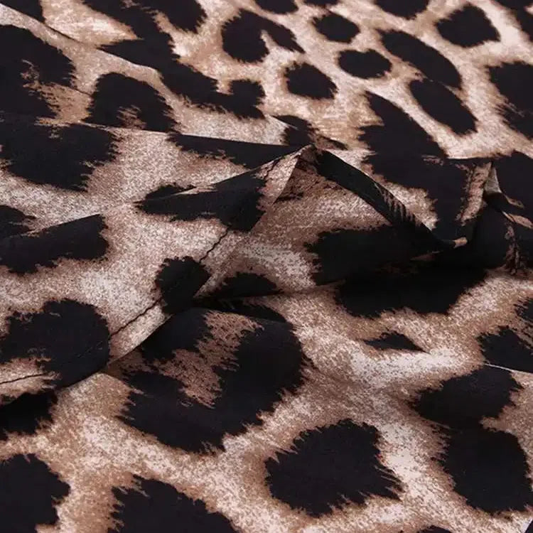 LB | Vintage Leopard Maxi Dress Jesienna sukienka z długim rękawem Oversized Sunday Dress