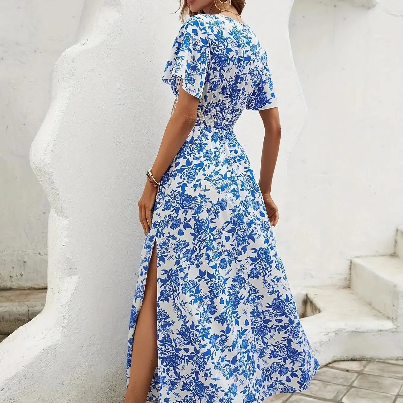 LB | Damska mini sukienka Boho Print Letnia elegancka sukienka bez rękawów