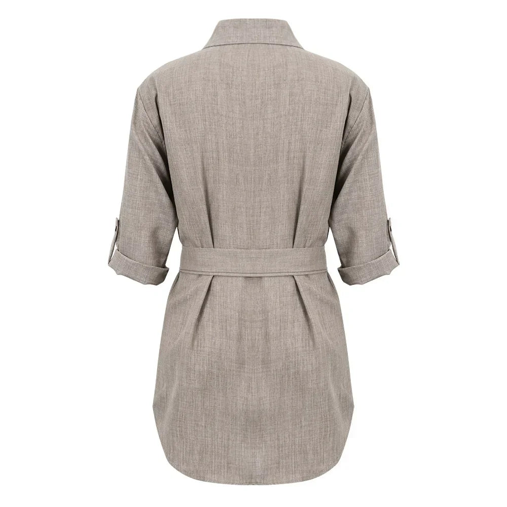 LB | Elegancka mini sukienka z głębokim dekoltem V i rękawem 3/4 Moda damska