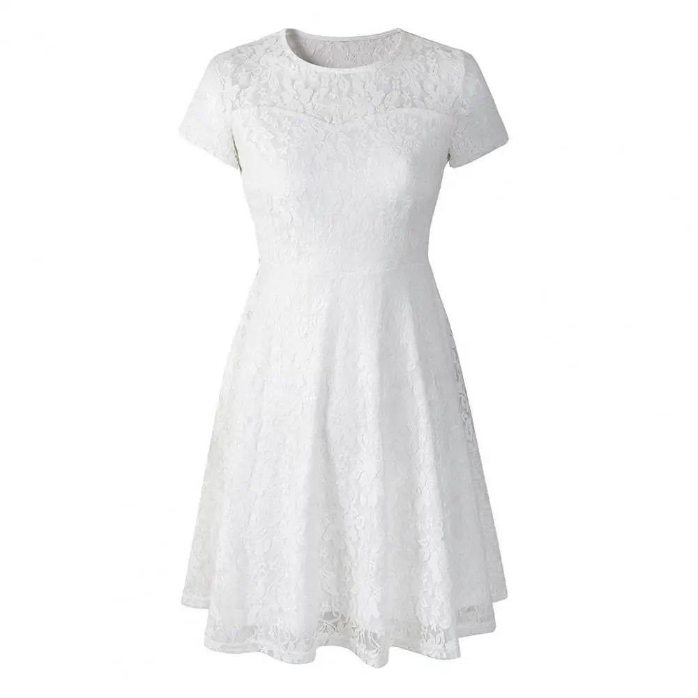 LB | Elegancka letnia mini sukienka plus size z okrągłym dekoltem w kształcie litery A