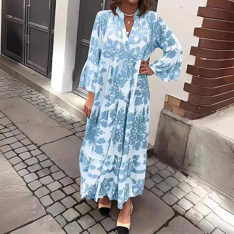 LB | Modna sukienka maxi boho z nadrukiem