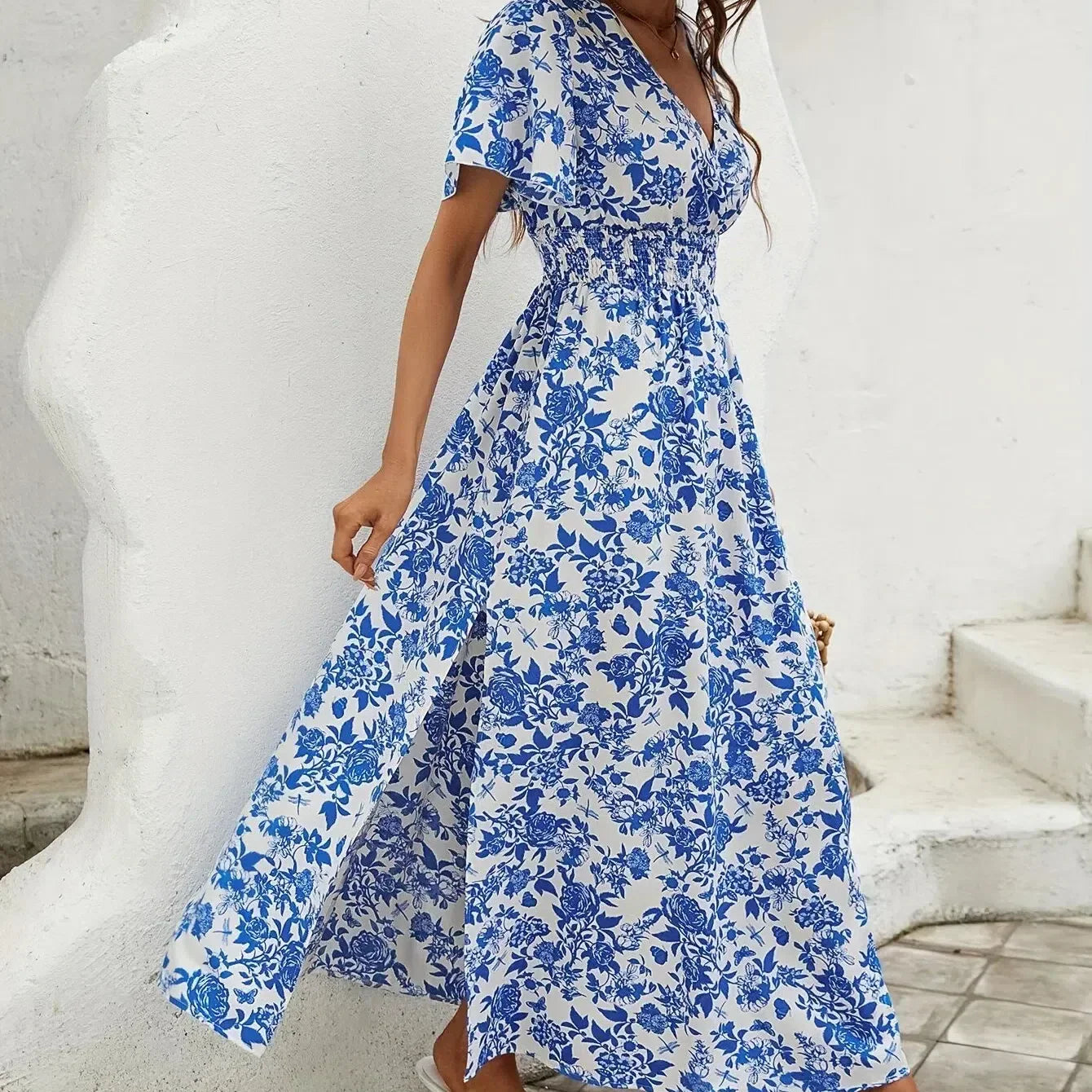 LB | Damska mini sukienka Boho Print Letnia elegancka sukienka bez rękawów