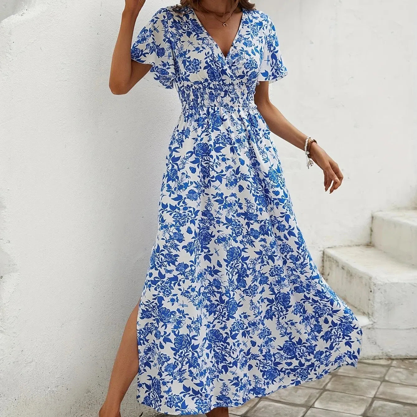 LB | Damska mini sukienka Boho Print Letnia elegancka sukienka bez rękawów