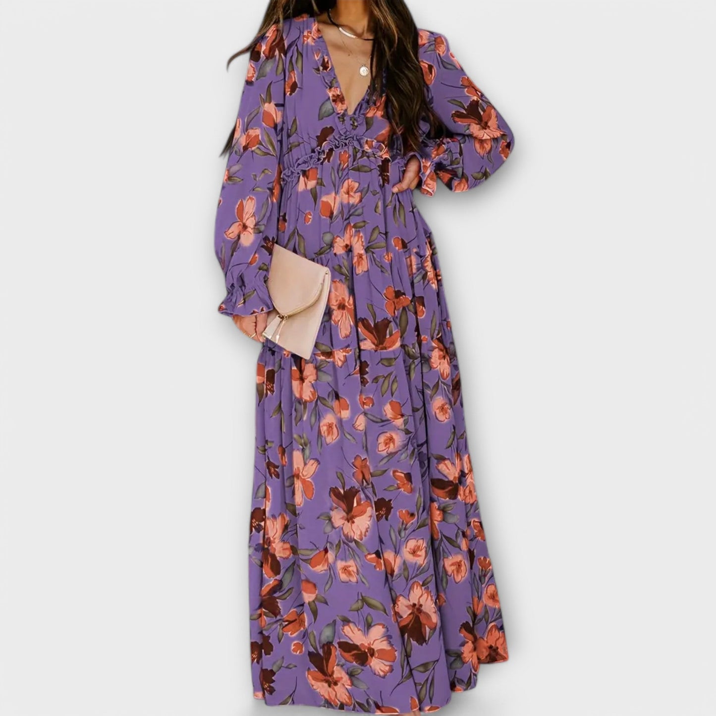 LB | Elegancka sukienka maxi w kwiaty