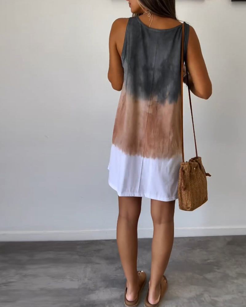 LB | Gradientowa sukienka mini z nadrukiem Tie Dye