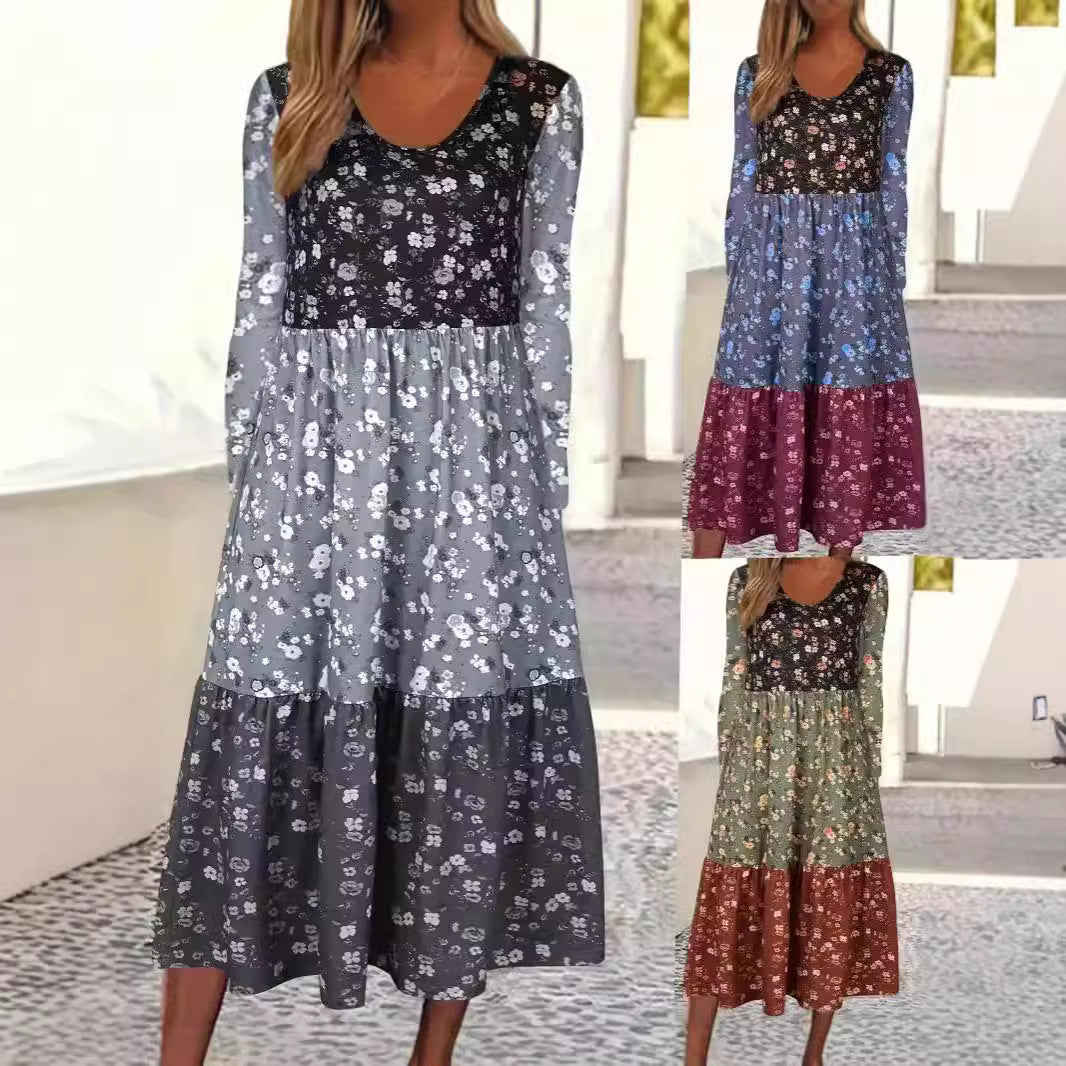 AS | Dámské oblečení šaty barevný kontrast Patchwork Plus velikost