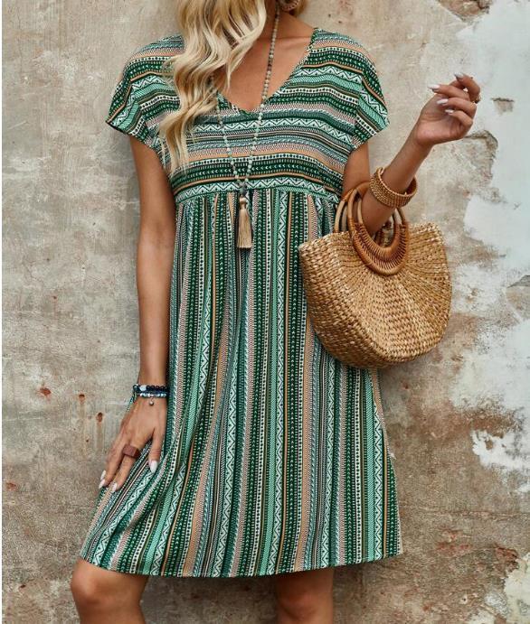 LB | Szykowna i zwiewna sukienka mini boho w paski