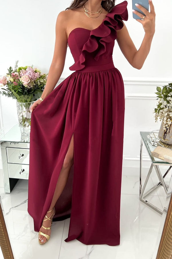 LB | Darling Muse Ruffle One Shoulder Party Maxi Dress