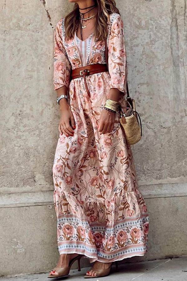LB | Bohemian Floral Print Maxi Dress
