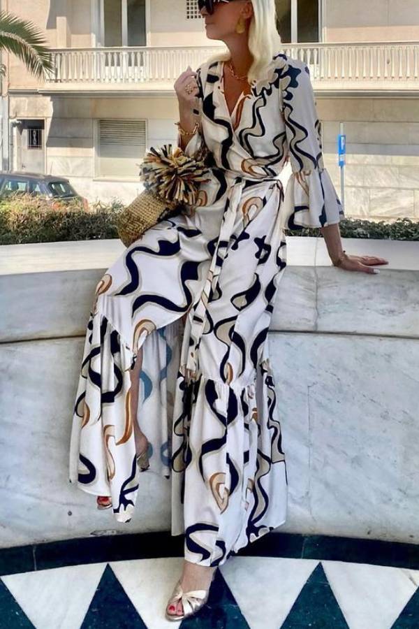 LB | Czarno-biała sukienka maxi tie-dye
