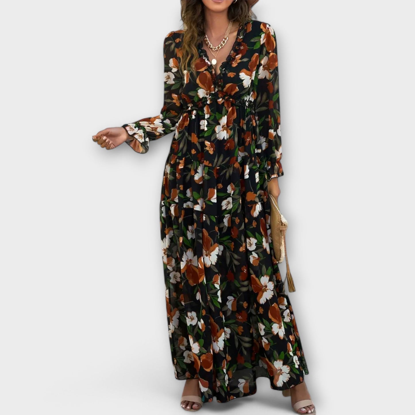 LB | Elegancka sukienka maxi w kwiaty