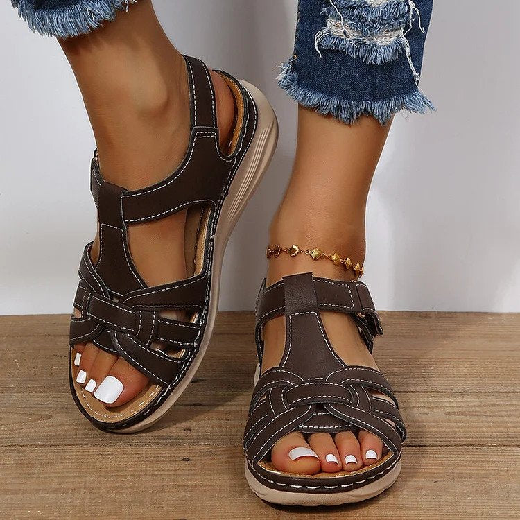 LB | Sandały Comfort wykonane ze skóry w stylu vintage