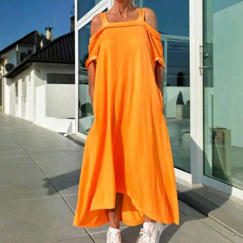 LB | Elegancka i wygodna sukienka maxi dla kobiet z odkrytymi ramionami