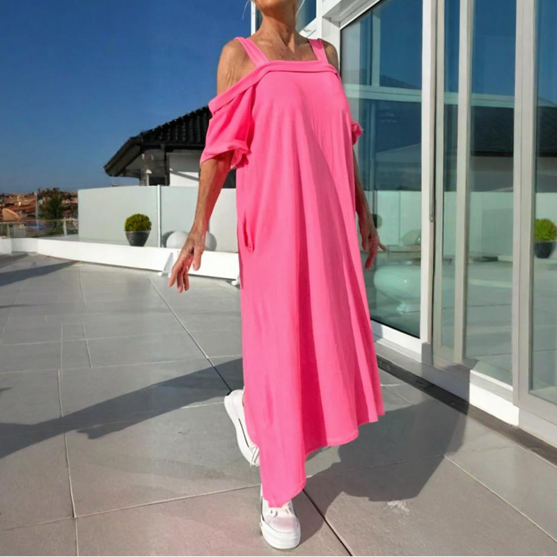 LB | Elegancka i wygodna sukienka maxi dla kobiet z odkrytymi ramionami