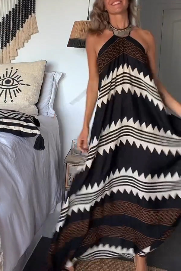 LB | Hey Vacay Ethnic Print Halter A-line Maxi Dress