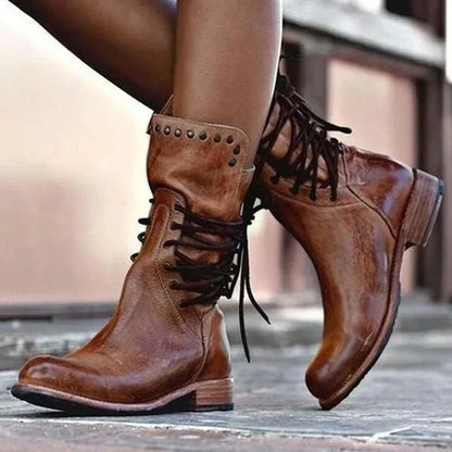 LB | Vintage skórzane sznurowane buty