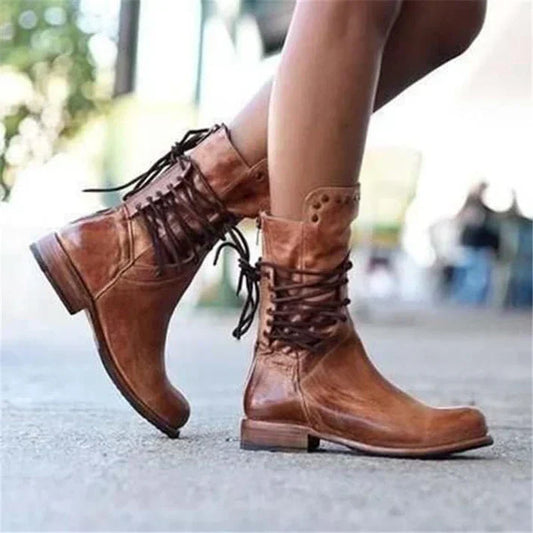 LB | Vintage skórzane sznurowane buty