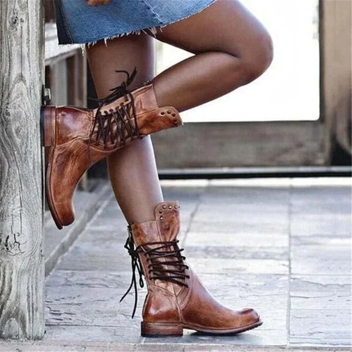 LB | Vintage skórzane sznurowane buty
