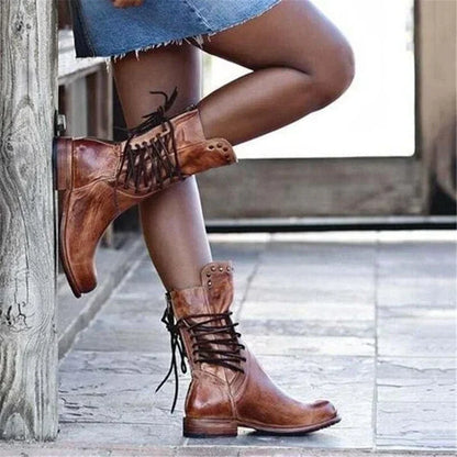 LB | Vintage skórzane sznurowane buty