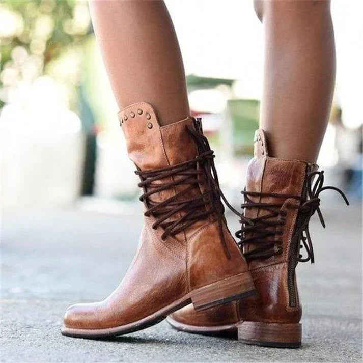 LB | Vintage skórzane sznurowane buty