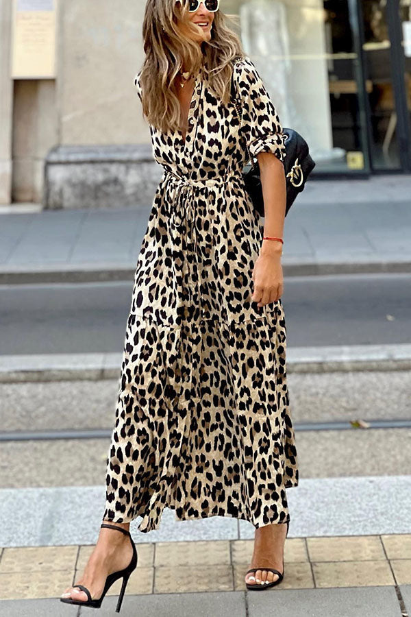 LB | Sipping In Sedona Leopard Shirt Maxi Dress