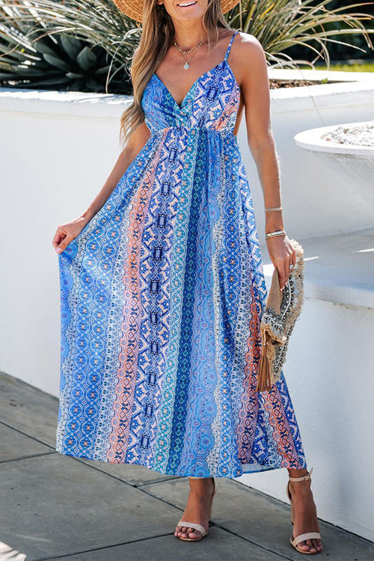 LB | Beach Walk Colorblock Paisley Printed Cami Maxi Dress