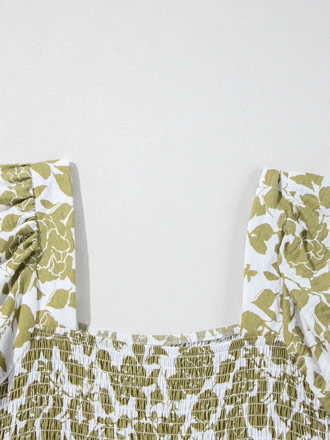 AS | Boho květinové čtvercové výstřih Smocked Bust Puff Sleeve Tiered šaty